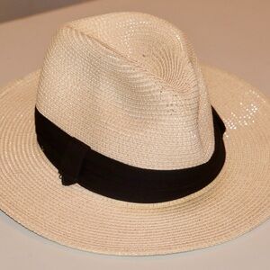 Classic Cream Fedora Hat with Black Band